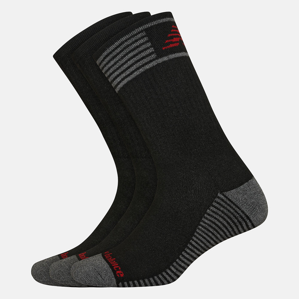 Black Performance Cushion Crew Socks 3 Pack New Balance Accessories