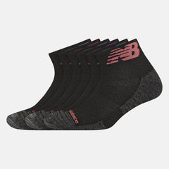 Black Multi Performance Cushion Quarter Socks 6 Pack New Balance Accessories