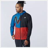 Black/Wave Blue Printed Impact Run Light Pack Jacket New Balance Clothing