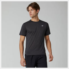 Black Heather Impact Run Short Sleeve New Balance Clothing