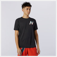 Wave Blue Printed Impact Run Short Sleeve New Balance Clothing