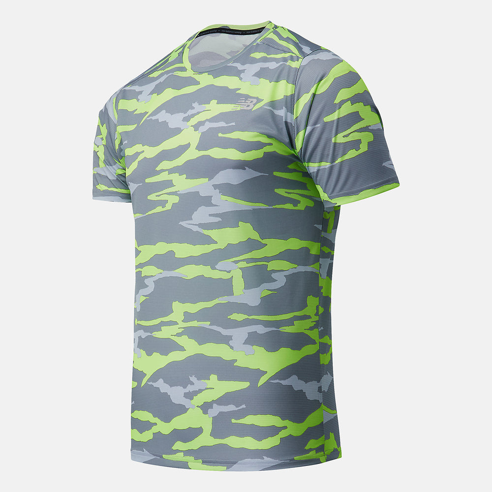 Bleached Lime Glo/Outerspace Printed Accelerate Short Sleeve New Balance Clothing