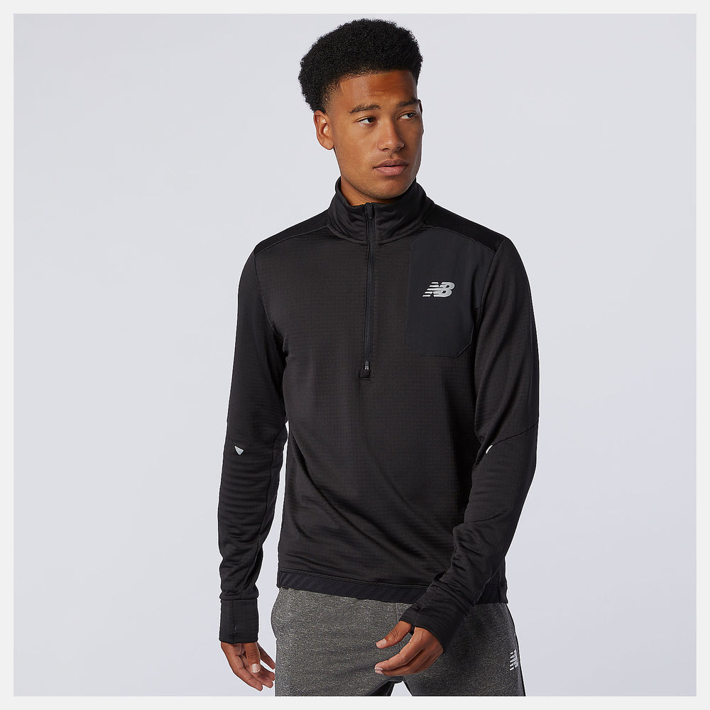 Black NB Heat Grid Half Zip New Balance Clothing