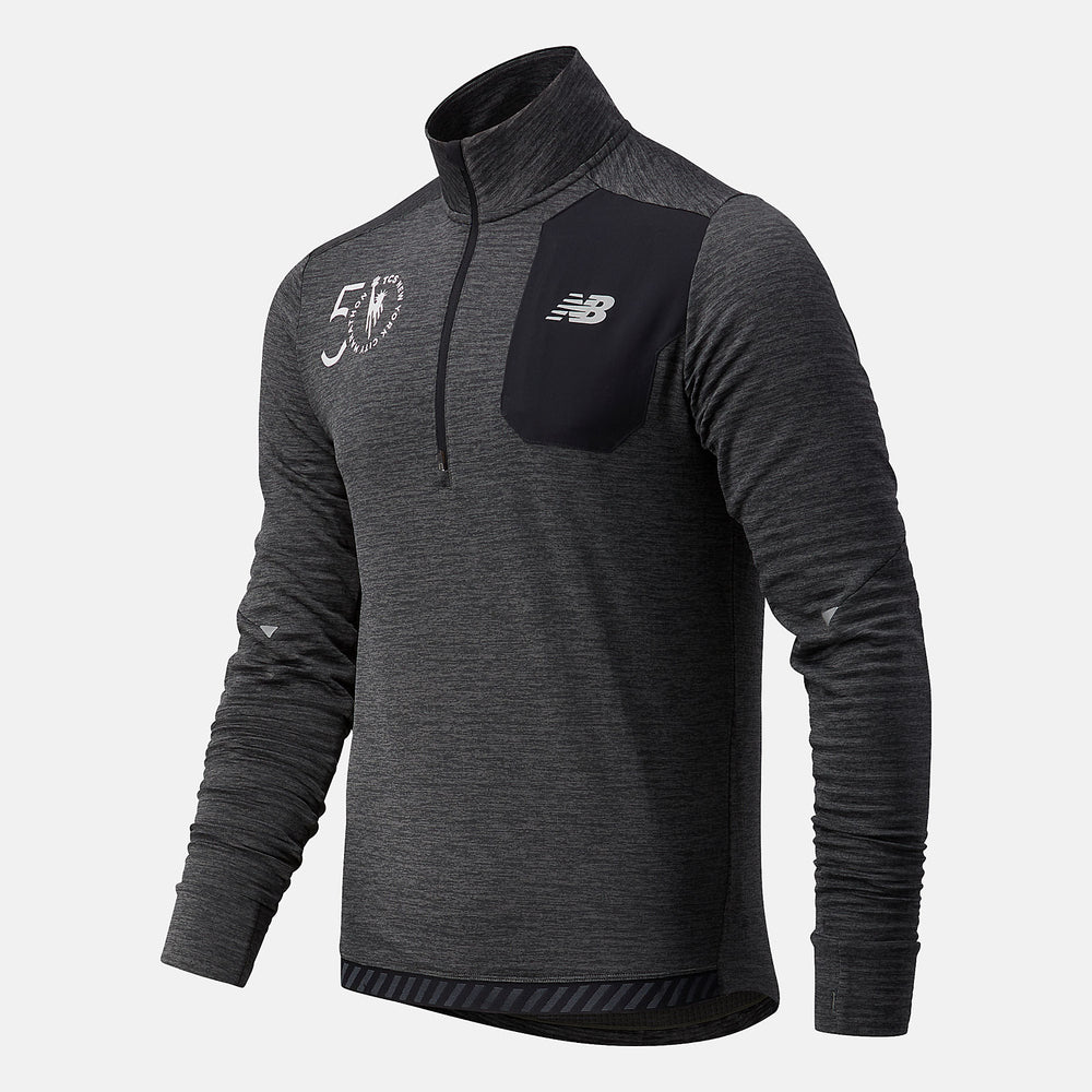 Heather Charcoal NYC Marathon Impact Run Grid Back Half Zip New Balance Clothing