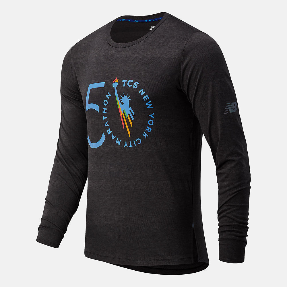 Black Heather NYC Marathon Q Speed Fuel Jacquard Long Sleeve New Balance Clothing