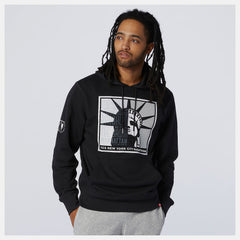 Black NYC Marathon Essentials Stacked Logo Po Hoodie New Balance Clothing