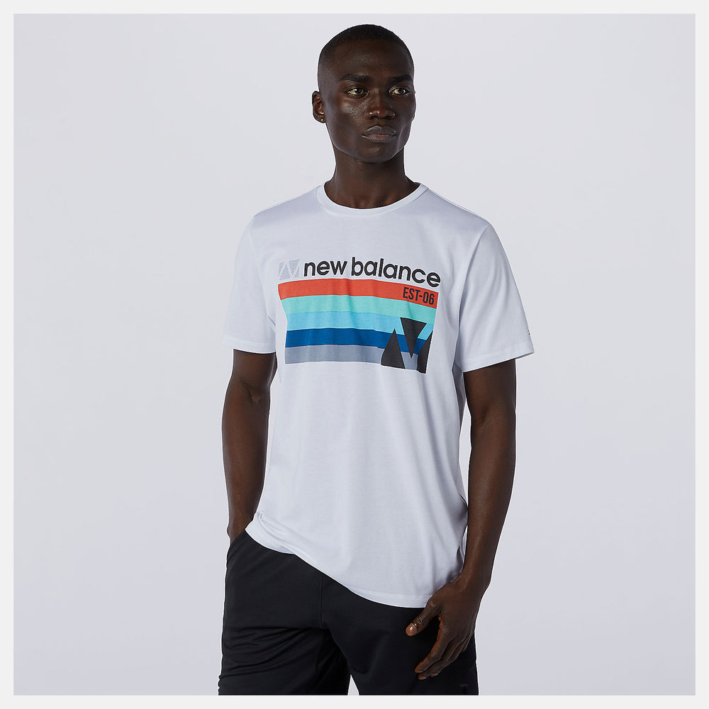 White Multi Graphic Heathertech Tee New Balance Clothing