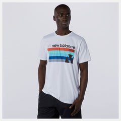White Multi Graphic Heathertech Tee New Balance Clothing