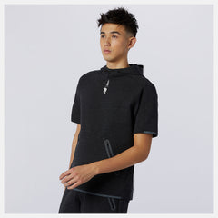 Black Heather Fortitech Fleece Short Sleeve Hoodie New Balance Clothing