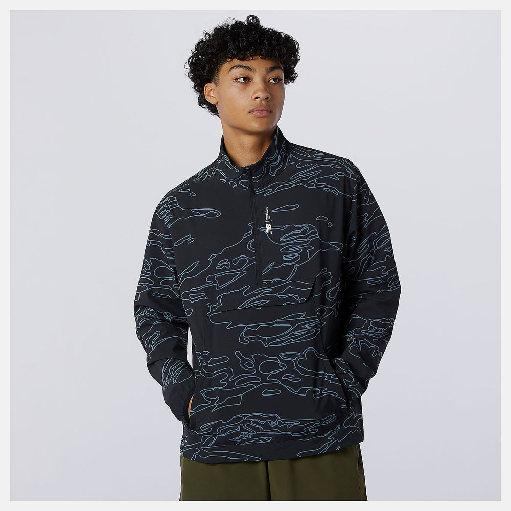 Black Print Fortitech Printed Woven Pullover New Balance Clothing