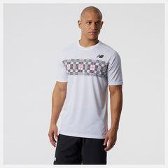 White/Black Printed Tournament Crew New Balance Clothing