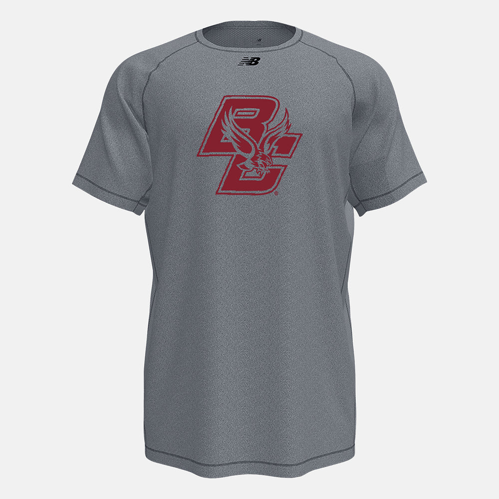 Med Heather Grey Raglan Tech Tee(Boston College) New Balance Clothing