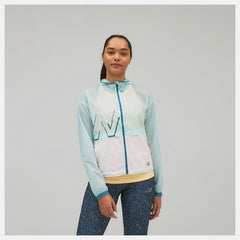 Pale Blue Printed Impact Run Light Pack Jacket New Balance Clothing