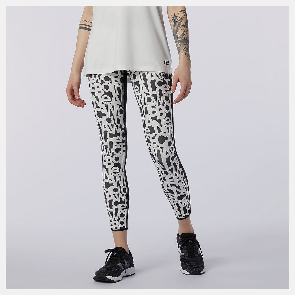 White Relentless Printed High Rise 7/8 Tight New Balance Clothing