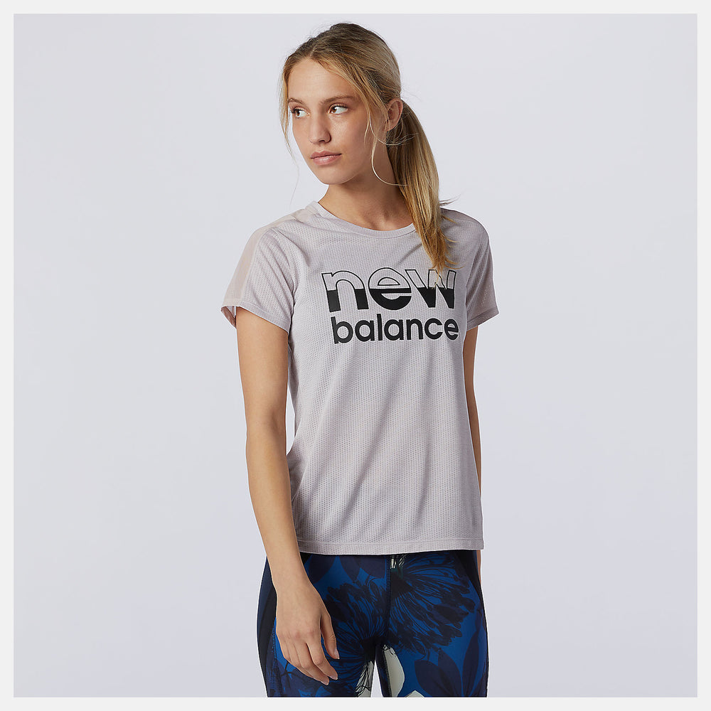 Logwood Heather Printed Impact Run Short Sleeve New Balance Clothing
