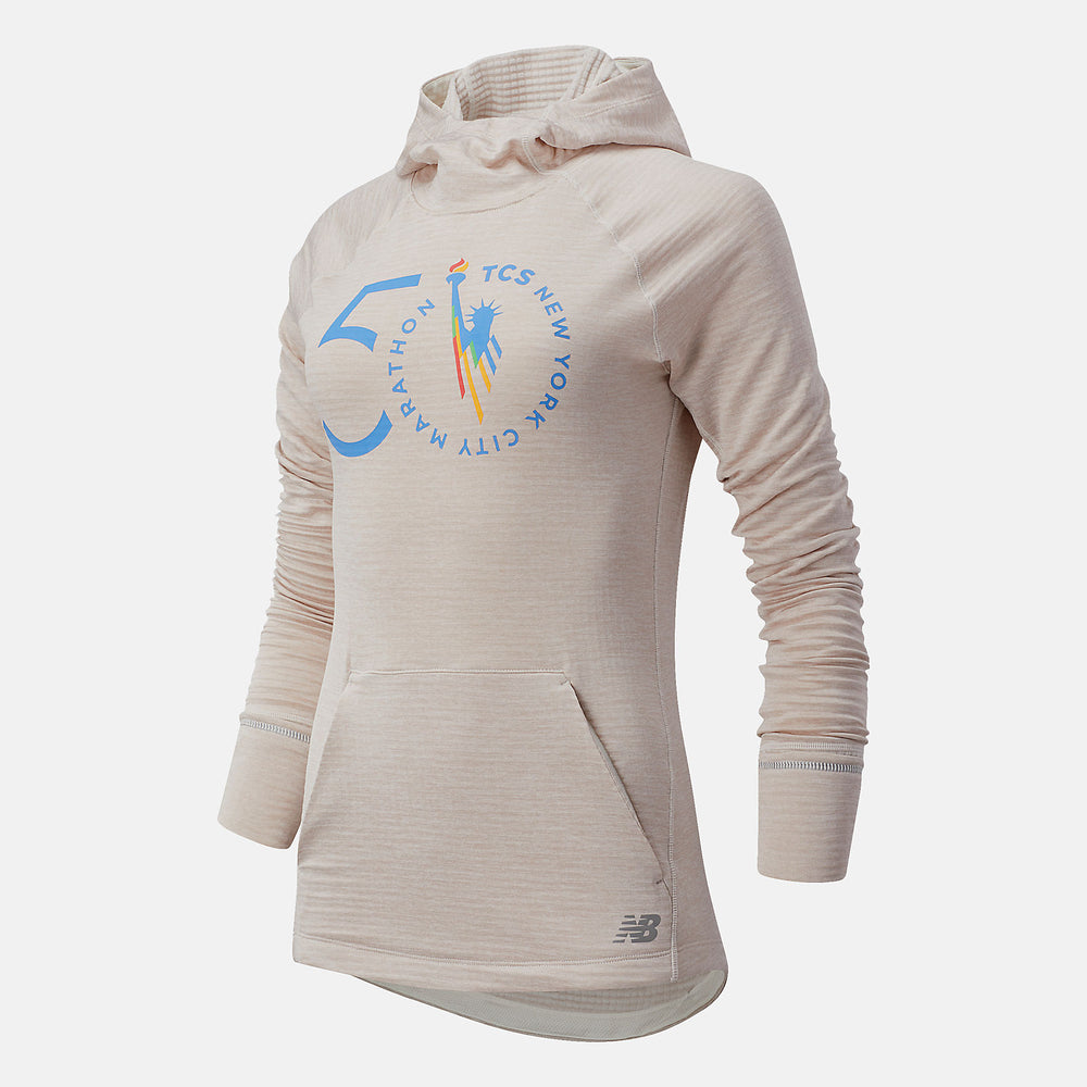 Sea Salt Heather NYC Marathon NB Heat Grid Hoodie New Balance Clothing