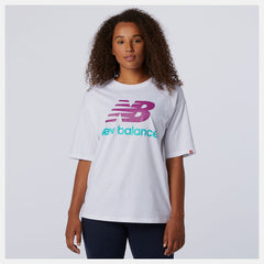 White Multi NB Essentials Stacked Logo Tee New Balance Clothing