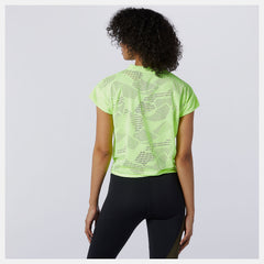 Bleached Lime Glo Achiever Collide Open Mesh Tee New Balance Clothing