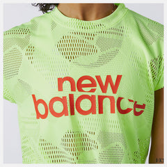 Bleached Lime Glo Achiever Collide Open Mesh Tee New Balance Clothing