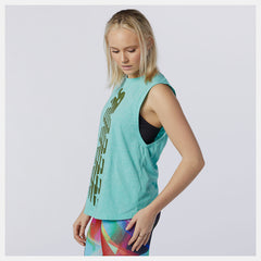 Summer Jade Relentless Cinched Back Graphic Tank New Balance Clothing