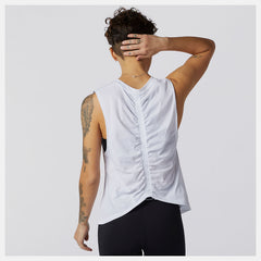 White Relentless Cinched Back Graphic Tank New Balance Clothing