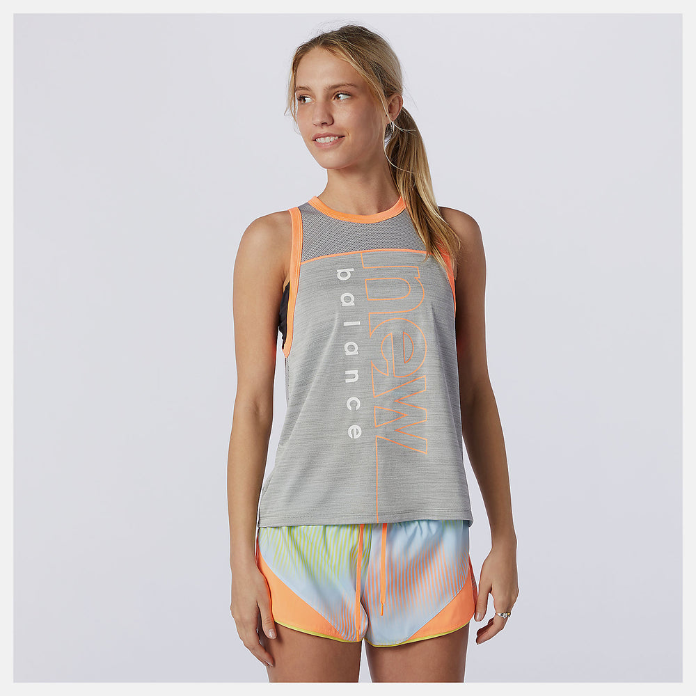Athletic Grey Heather Printed Fast Flight Tank New Balance Clothing