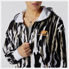White Print NB Athletics Collide Printed Terry Hoodie New Balance Clothing