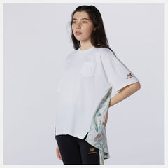 White NB Essentials Botanical Knit Woven Mix Tee New Balance Clothing