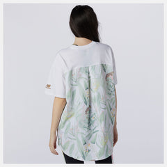 White NB Essentials Botanical Knit Woven Mix Tee New Balance Clothing