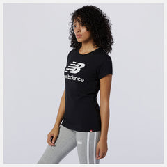 Black Essentials Stacked Logo Tee New Balance Clothing