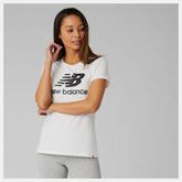 White/Black Essentials Stacked Logo Tee New Balance Clothing