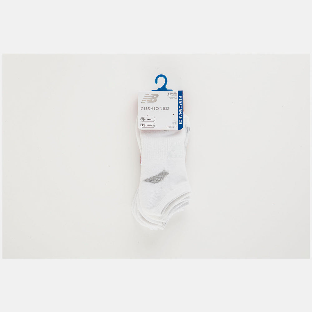 White Performance Cushion No Show Socks 3 Pack New Balance Accessories