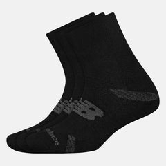Black Performance Cushion Quarter Socks 3 Pack New Balance Accessories