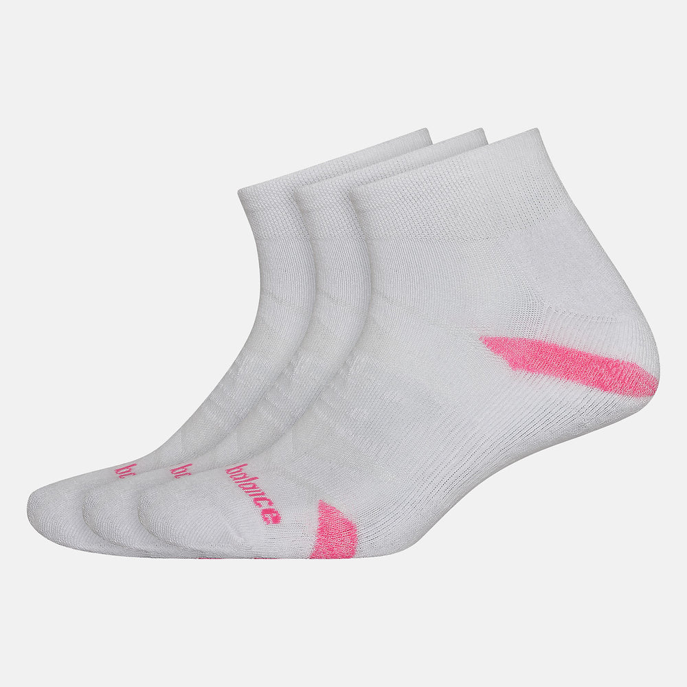White Multi Performance Cushion Quarter Socks 3 Pack New Balance Accessories