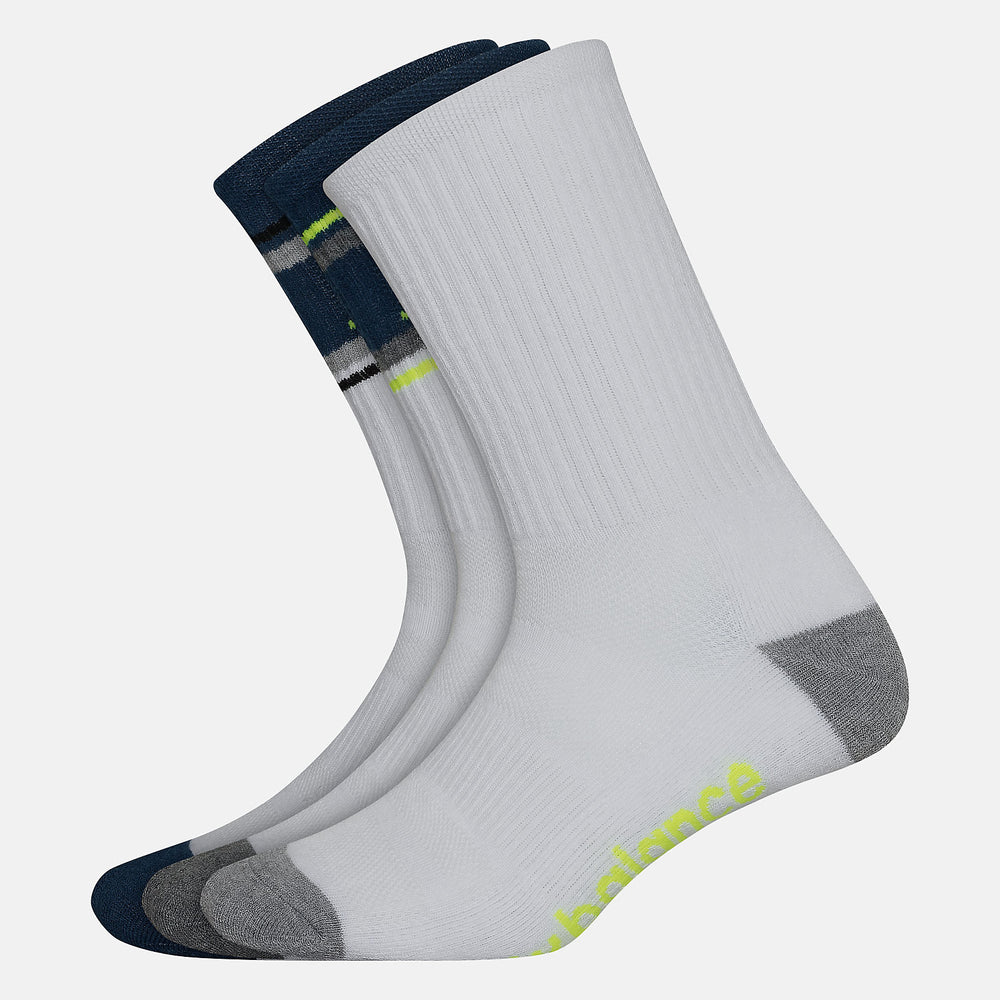 White Multi Performance Cushion Crew Socks 3 Pack New Balance Accessories