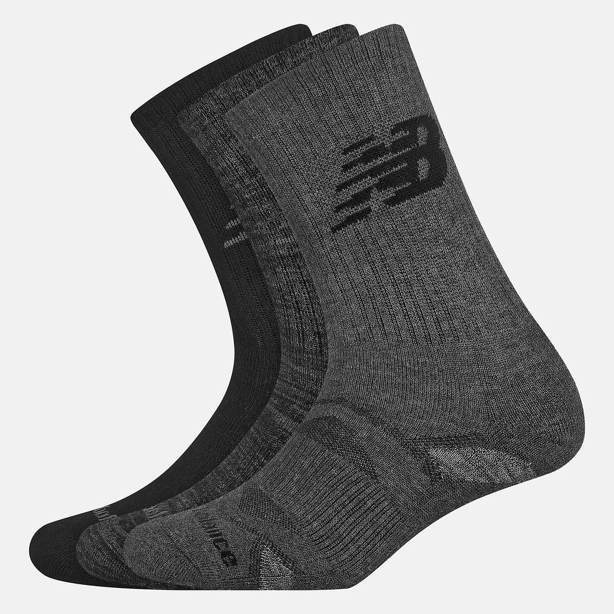 Black Performance Cushion Crew Socks 3 Pack New Balance Accessories