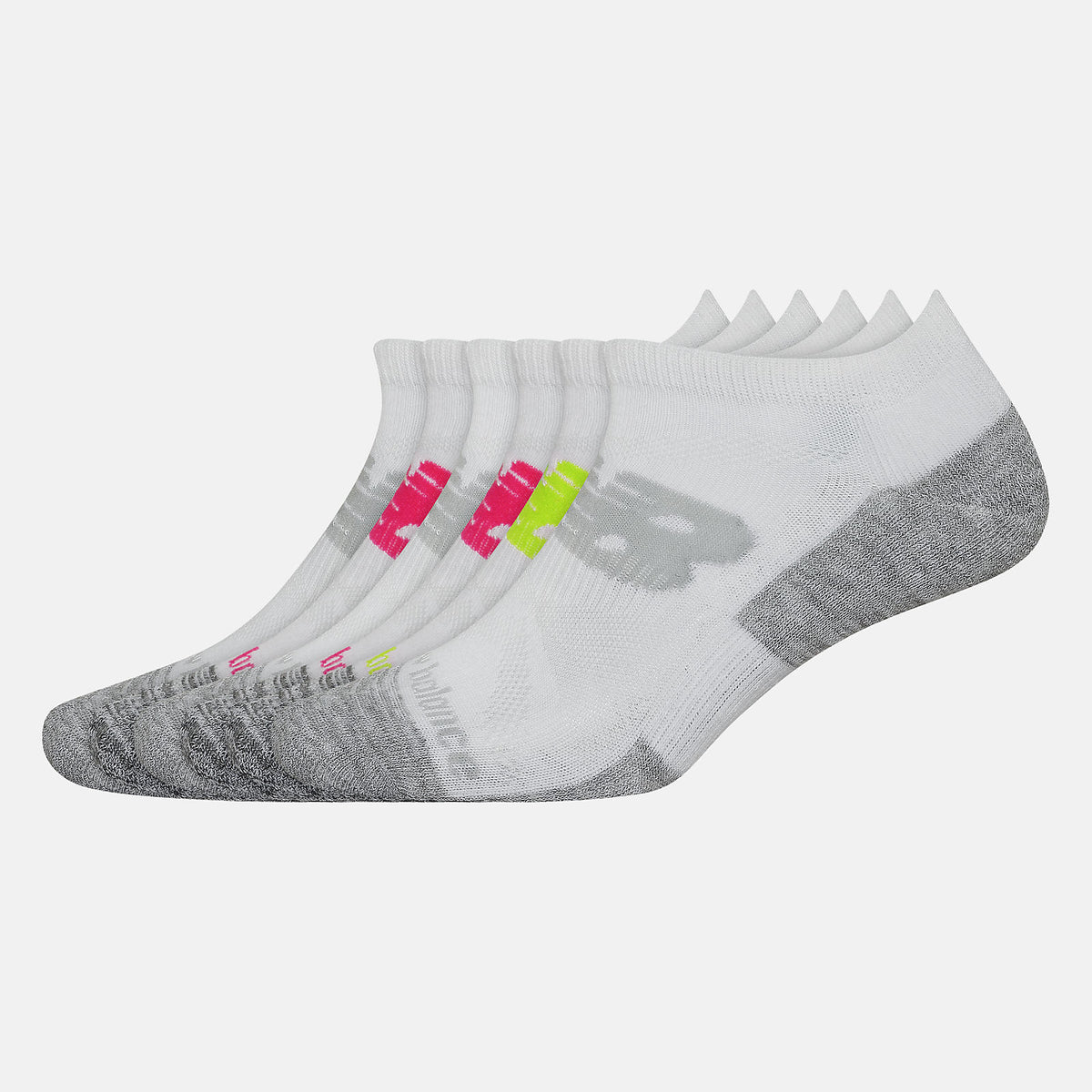 White Multi Performance Cushion Low-Cut Socks 6 Pack New Balance Accessories