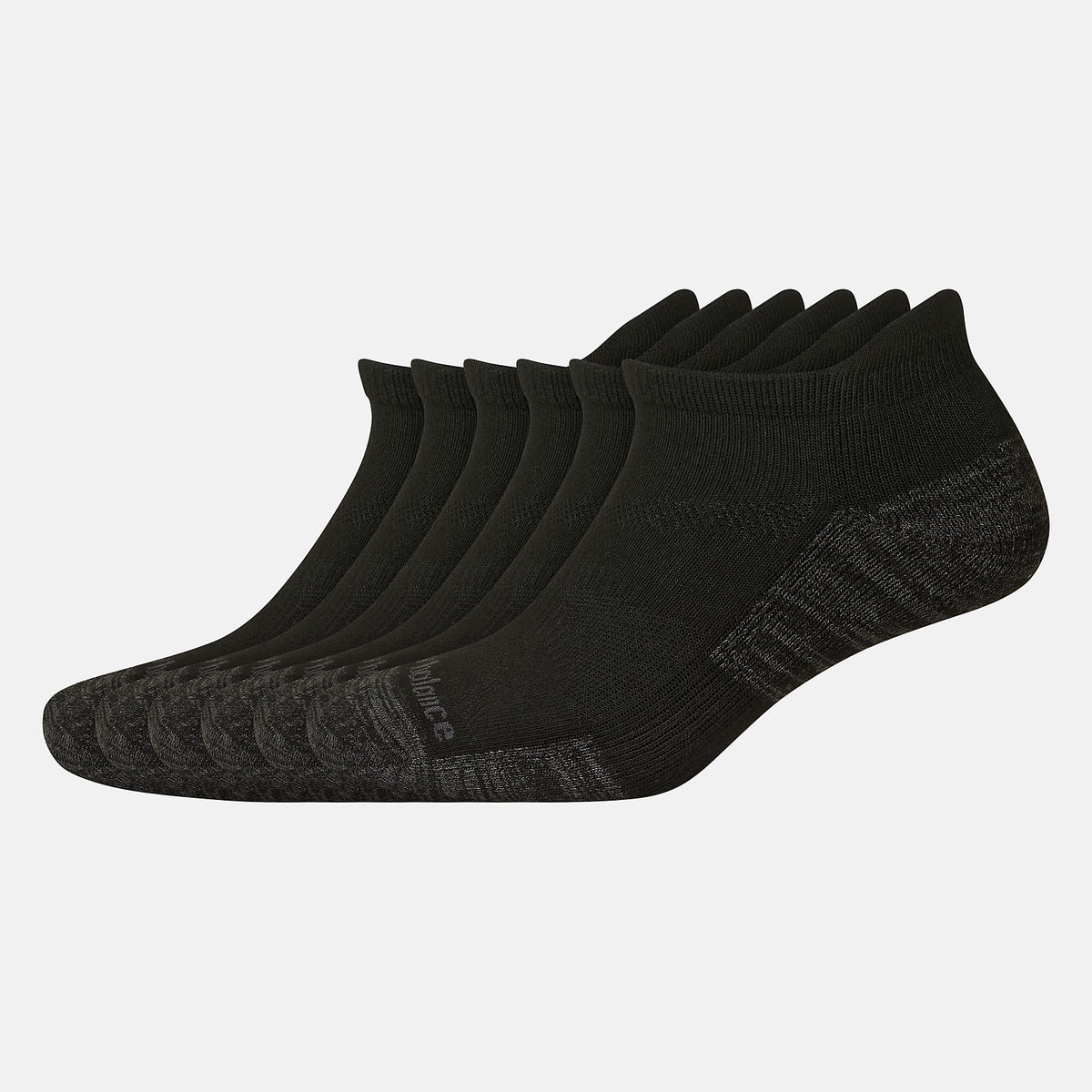 Black Performance Cushion Low Cut Tab Socks 6 Pack New Balance Accessories