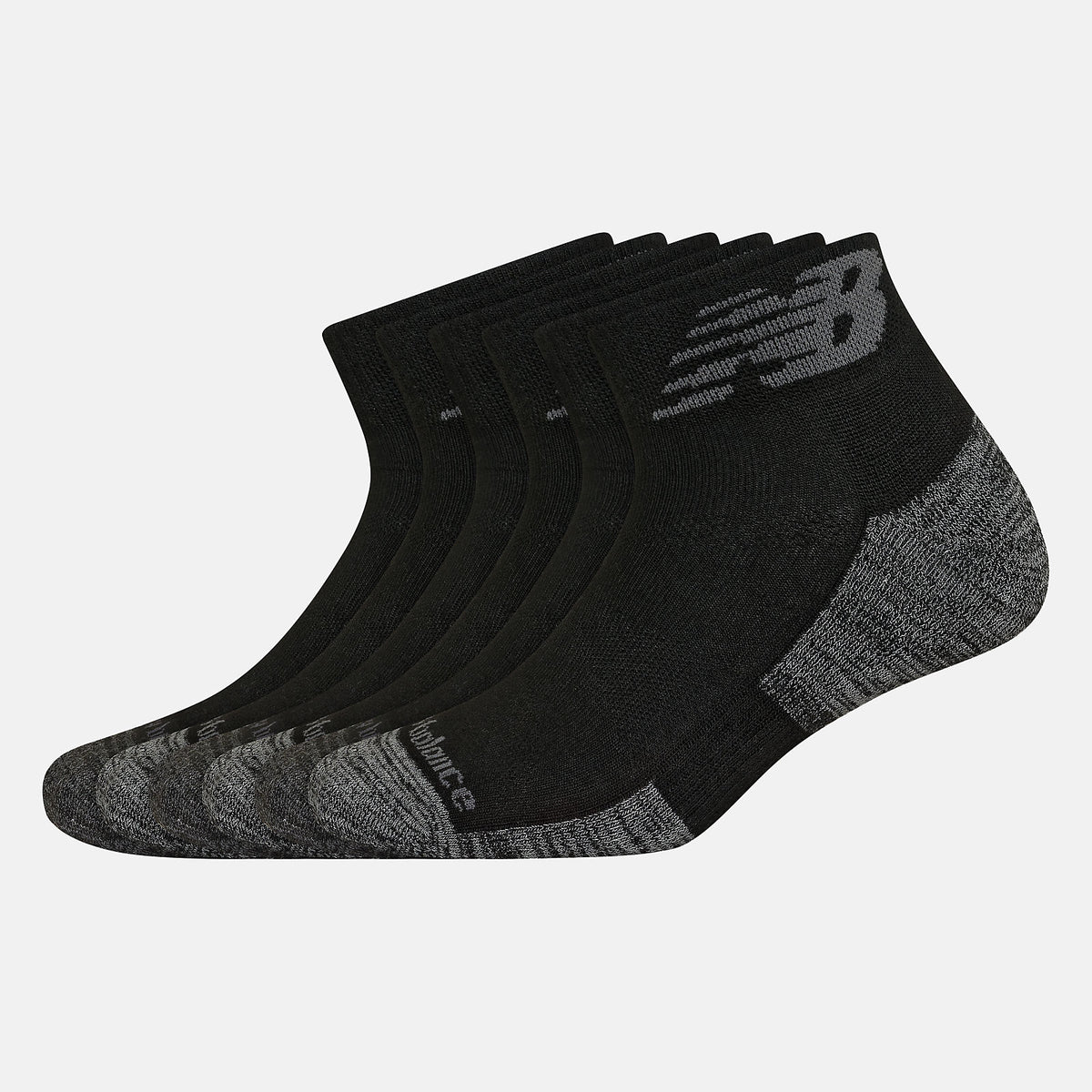 Black Performance Cushion Quarter Socks 6 Pack New Balance Accessories
