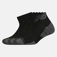 Black Performance Cushion Quarter Socks 6 Pack New Balance Accessories