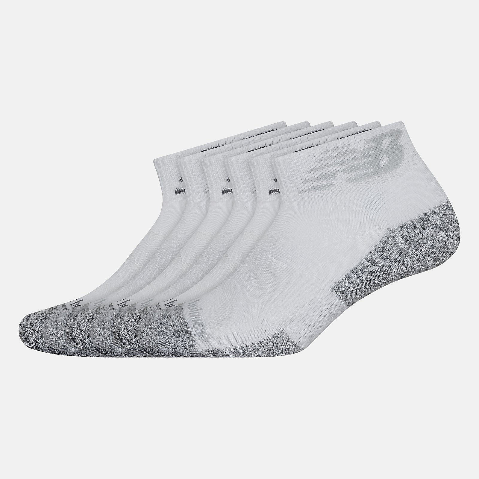 White Performance Cushion Quarter Socks 6 Pack New Balance Accessories