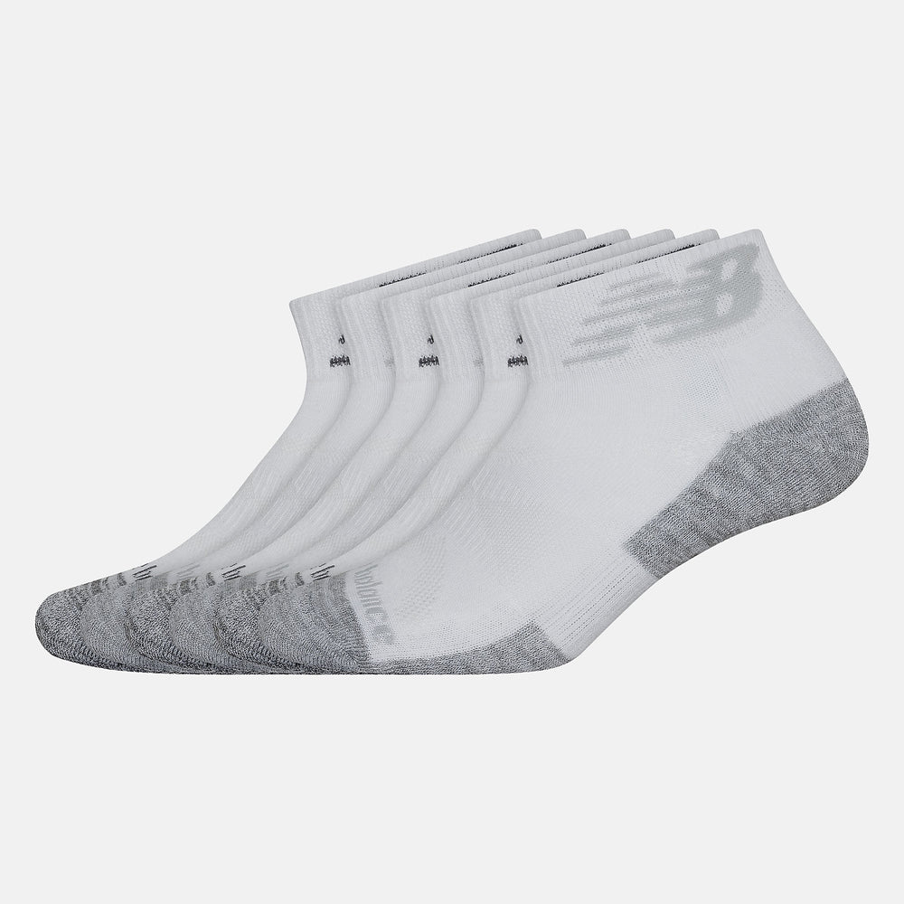 White Performance Cushion Quarter Socks 6 Pack New Balance Accessories