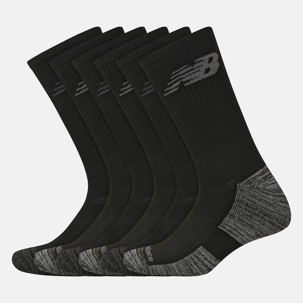 Black Performance Cushion Crew Socks 6 Pack New Balance Accessories