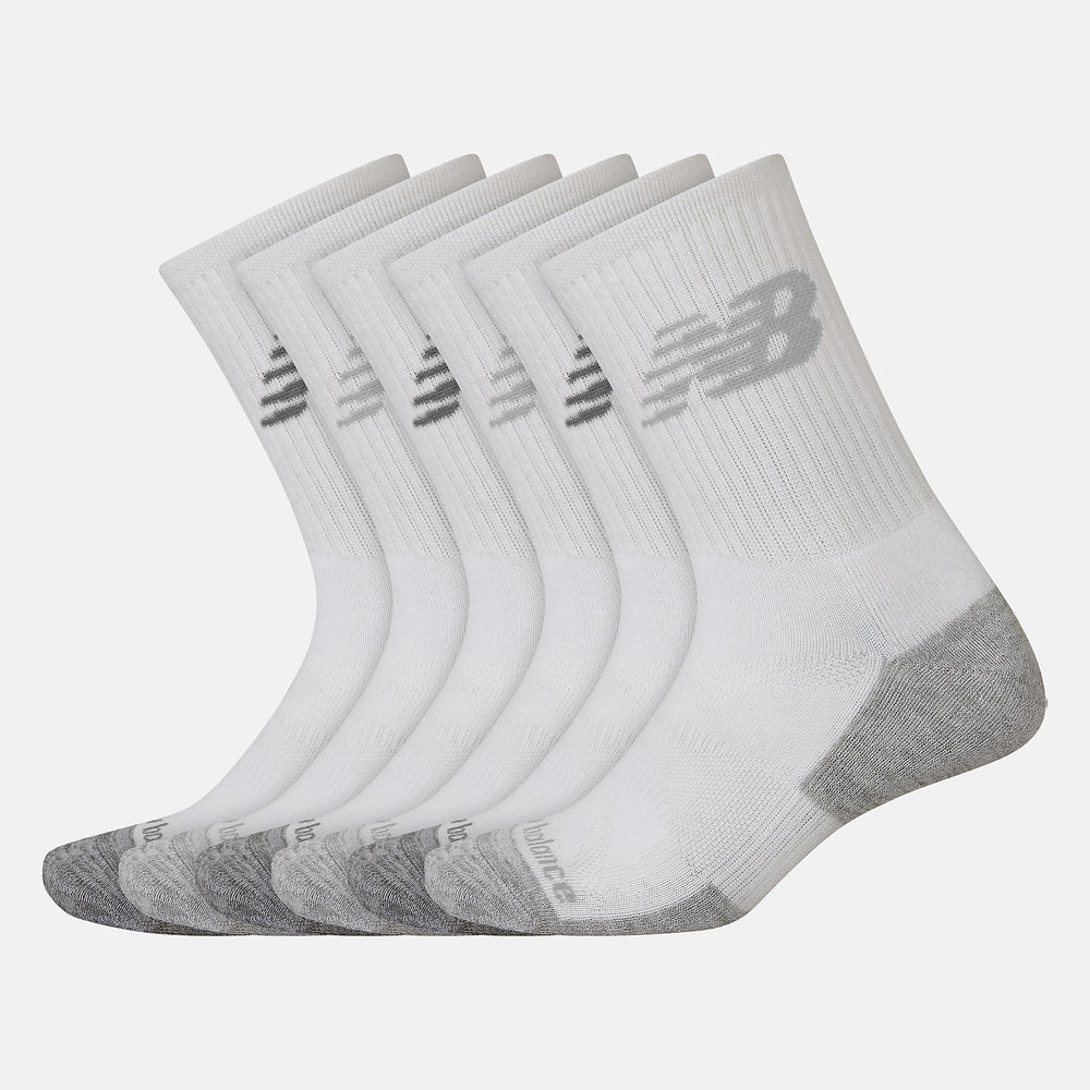 White Performance Cushion Crew Socks 6 Pack New Balance Accessories