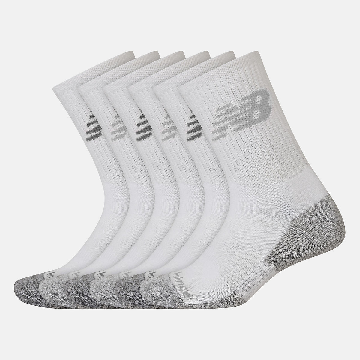 White Performance Cushion Crew Socks 6 Pack New Balance Accessories