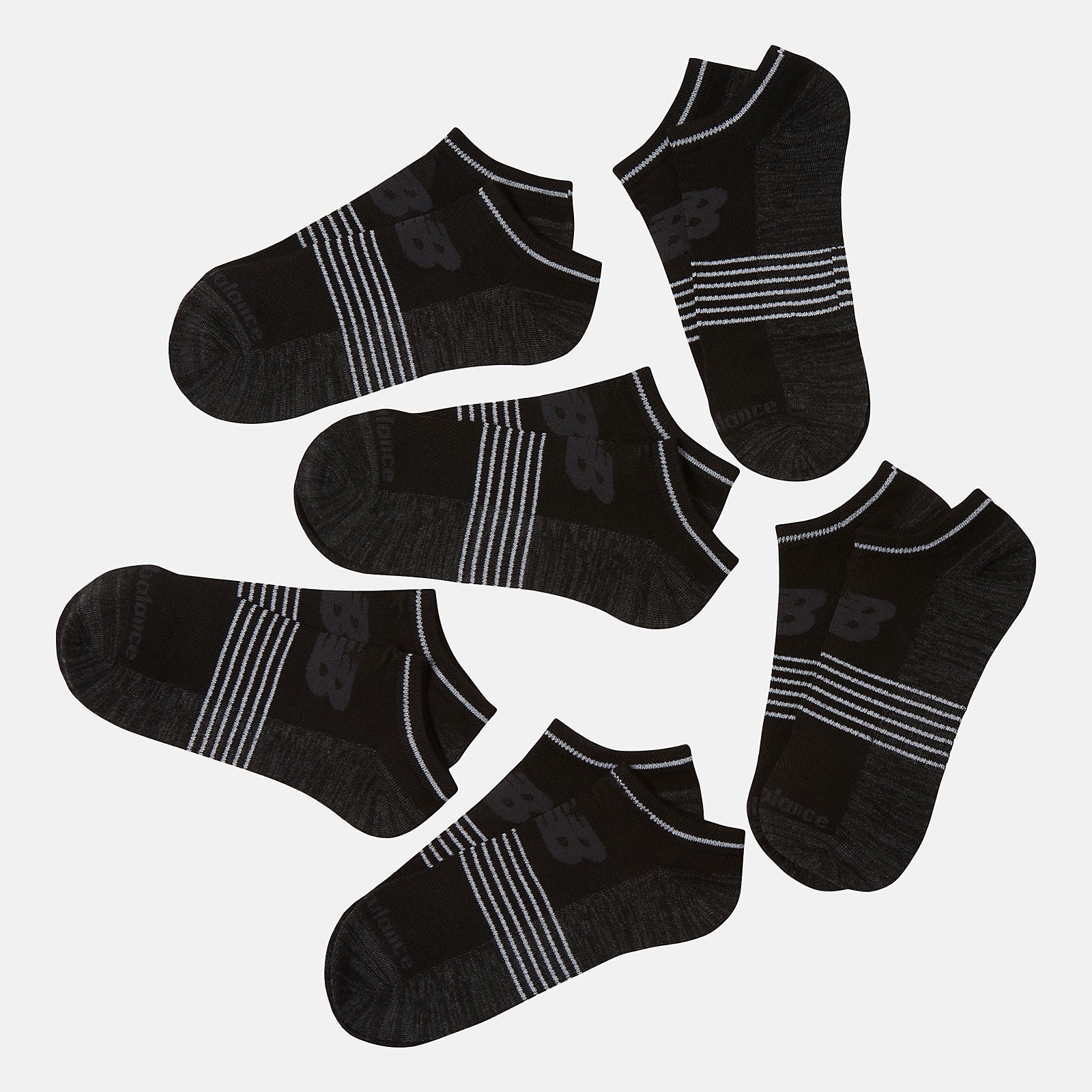 Black 6 PK No Show Flatknit New Balance Accessories