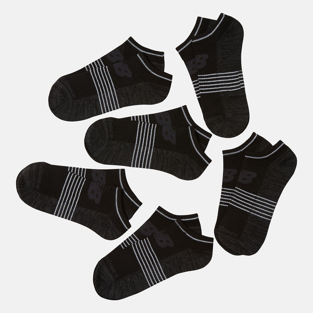 Black 6 PK No Show Flatknit New Balance Accessories