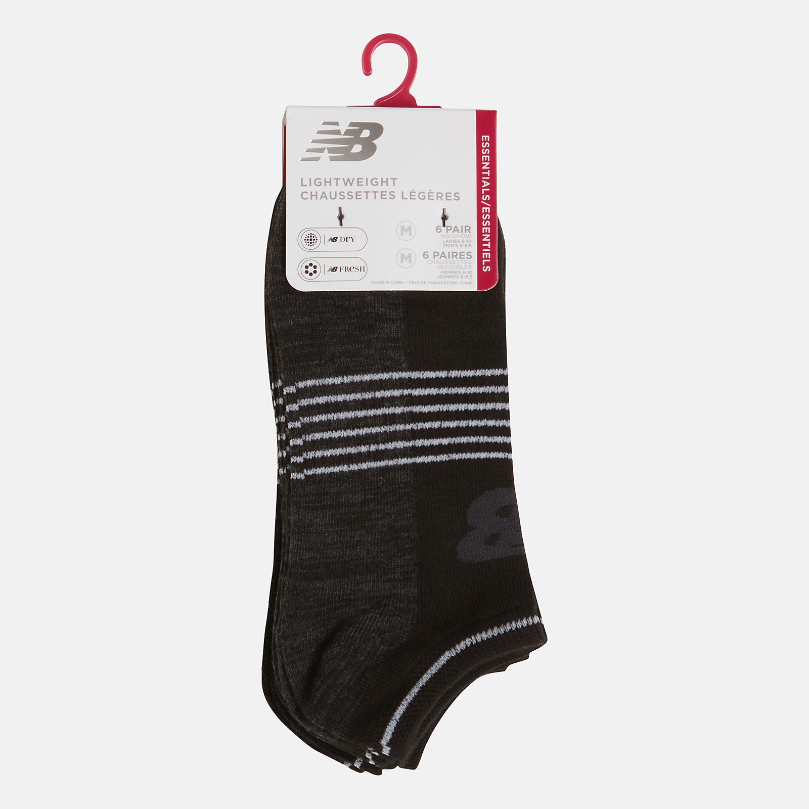 Black 6 PK No Show Flatknit New Balance Accessories