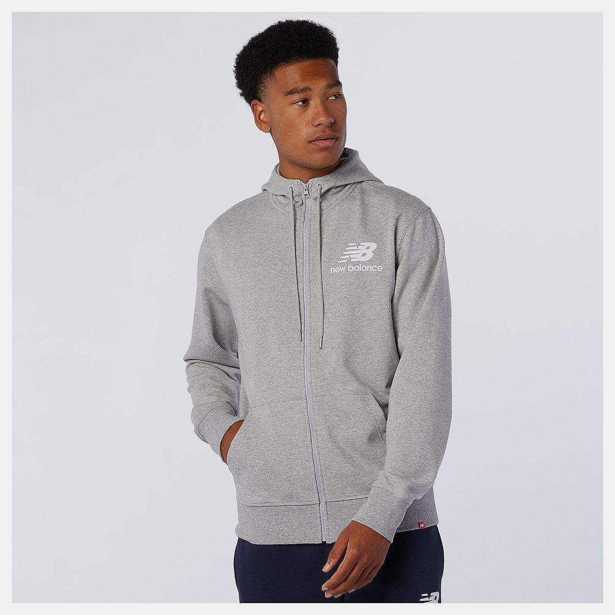 Athletic Grey NB Essentials Stacked Full Zip Hoodie New Balance Clothing