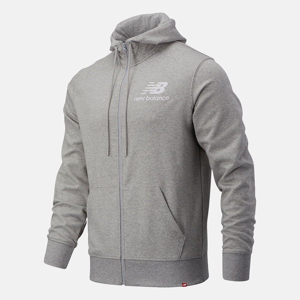 Athletic Grey NB Essentials Stacked Full Zip Hoodie New Balance Clothing